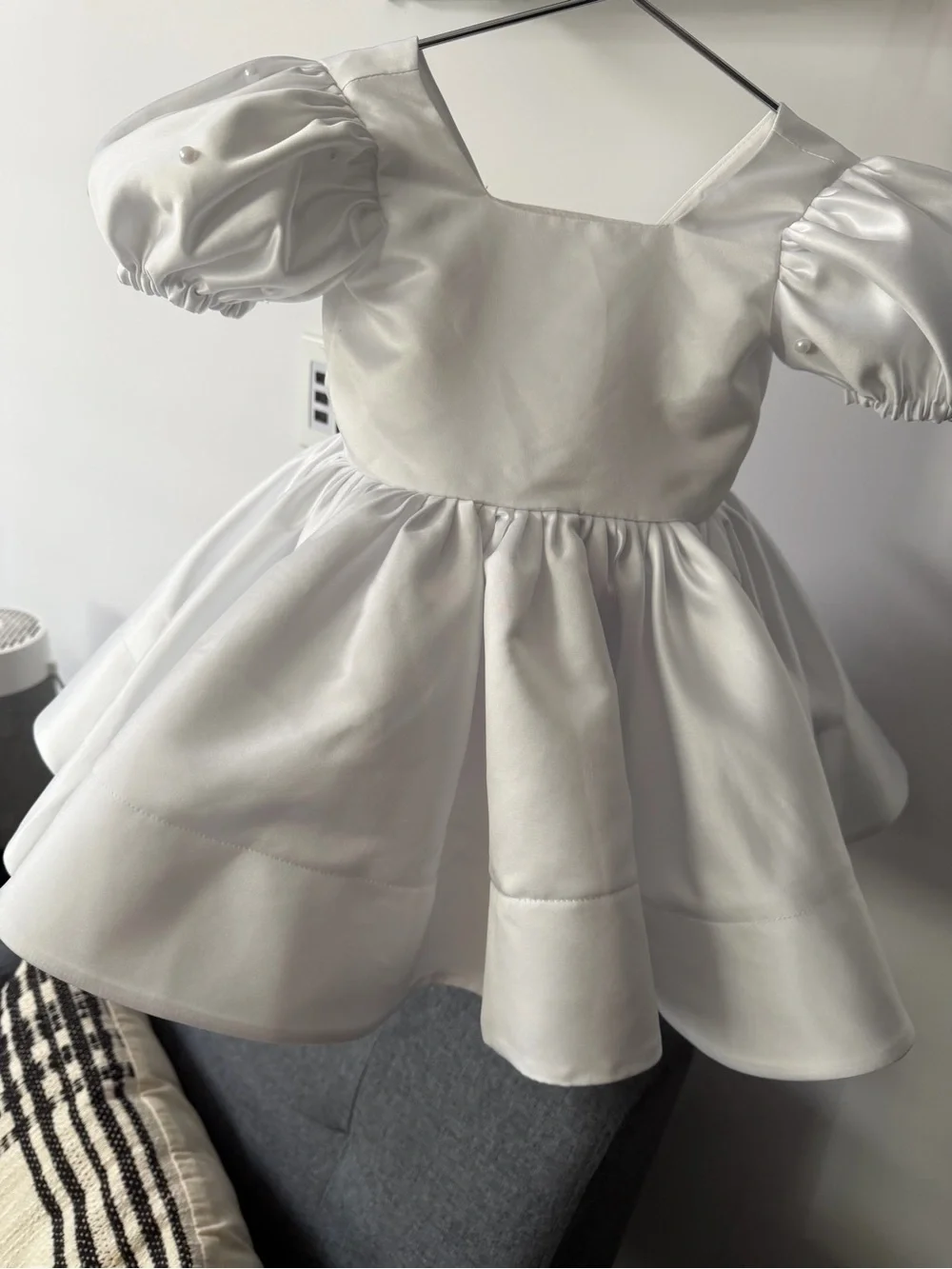 Flower Girl Dress with Pearls, Wedding girl Dress, Sati